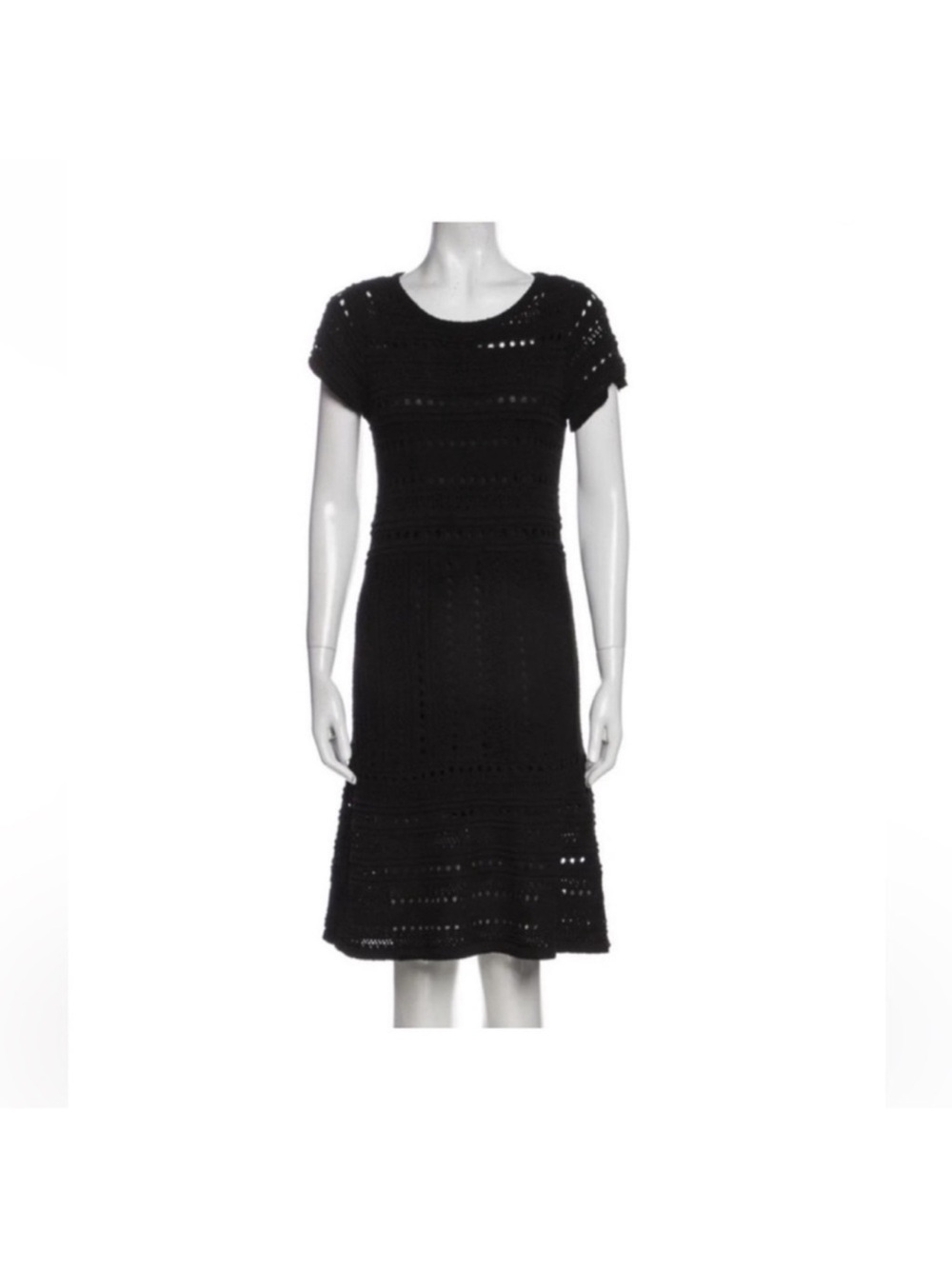 Saks Fifth Avenue classic black knit crochet festival bohemian dress extra small